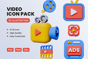 Video 3D Icon Pack #2, an Object 3D Model by deviapuspitasari2