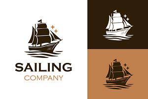 Sailing Ship Yacht Silhouette Logo, a Branding & Logo Template by funpixel