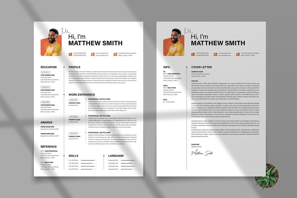 Modern and Clean Resume CV Template, a Resume Template by PixelStudio (Photo 7 of 7)
