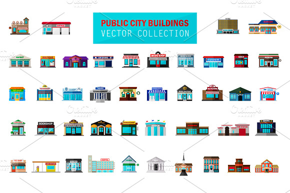 Public City Buildings And Shops