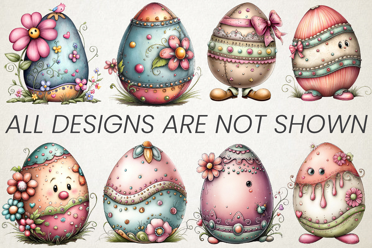Quirky Easter Egg Watercolor Clipart, an Illustration by RobertsArt (Photo 5 of 5)