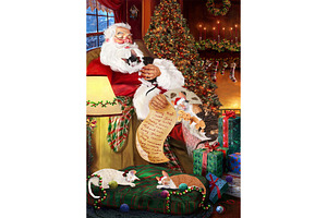 Christmas Cornish Rex Cat Wall Art