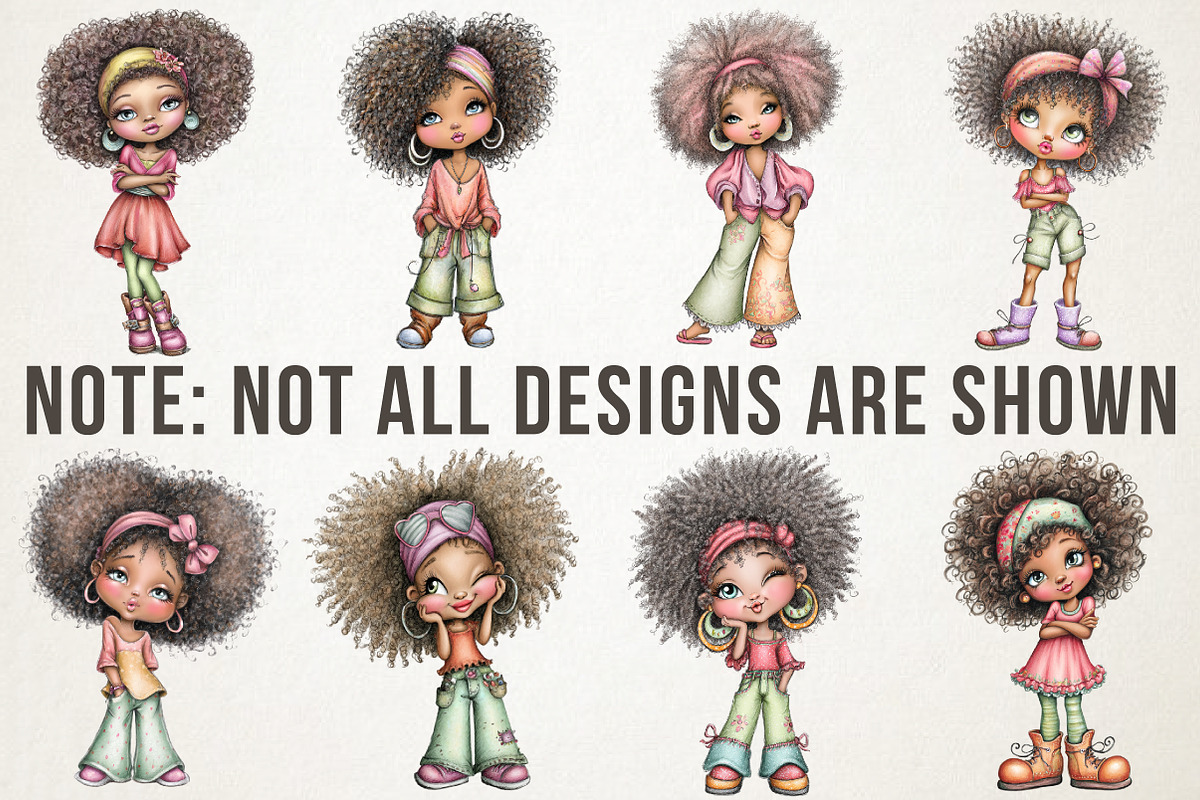 Afro Woman Clipart Bundle, a Person Illustration by RobertsArt (Photo 5 of 6)
