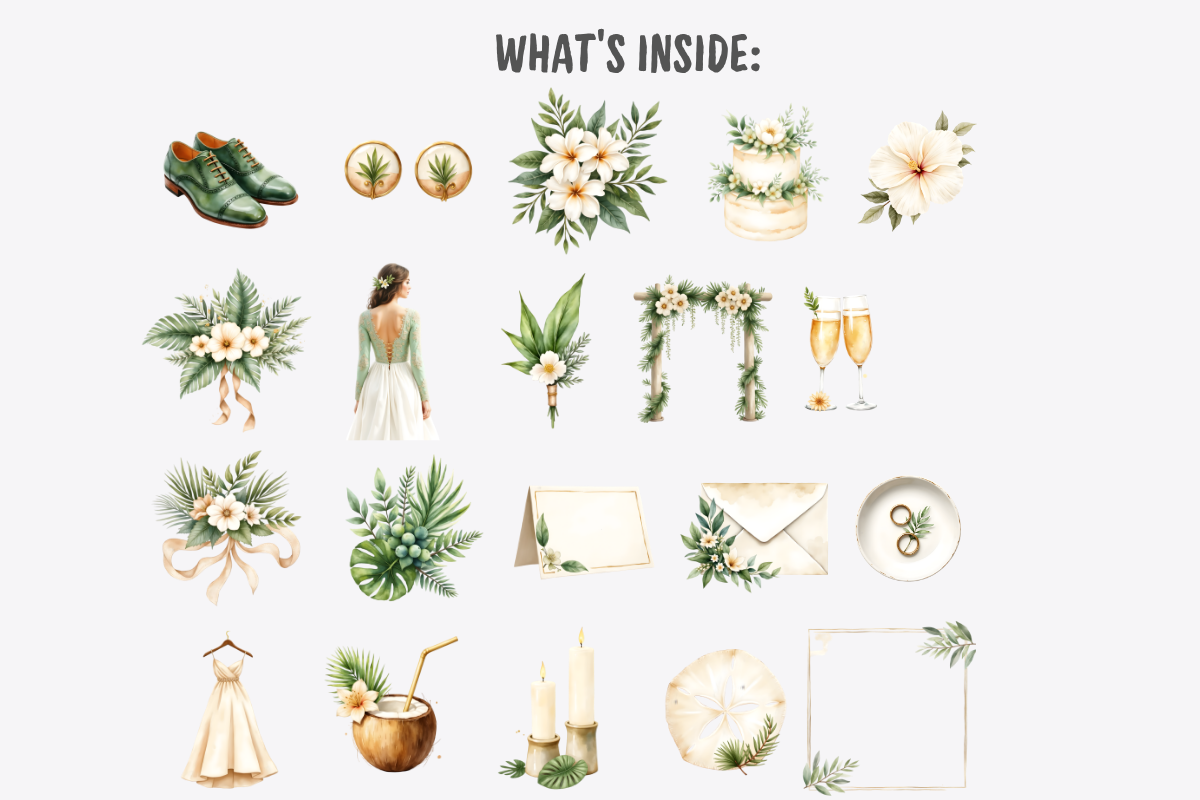 Watercolor Beach Wedding Clipart, a Decorative Illustration by Anca Digital Vibe (Photo 4 of 9)