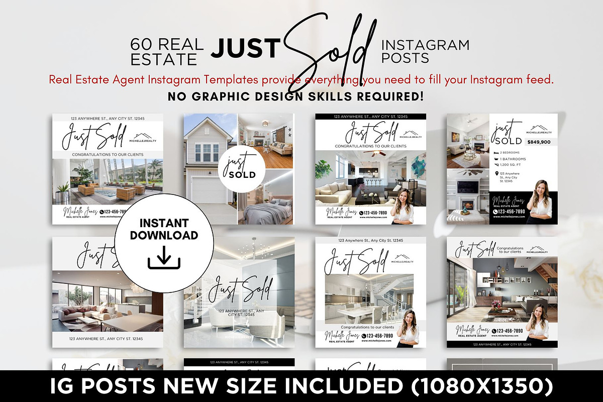 Just Sold Real Estate Instagram Post, a Social Media Template by CreativeVinesStore (Photo 3 of 6)
