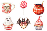 Watercolor Red Gingham Halloween, an Illustration by Daily.Designs (Thumbnail 4 of 4)
