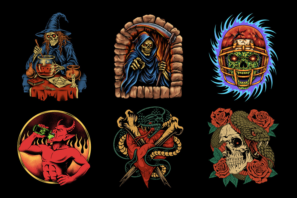 Dark T-shirt Designs Bundle, an Illustration by Stead Supply (Photo 1 of 4)
