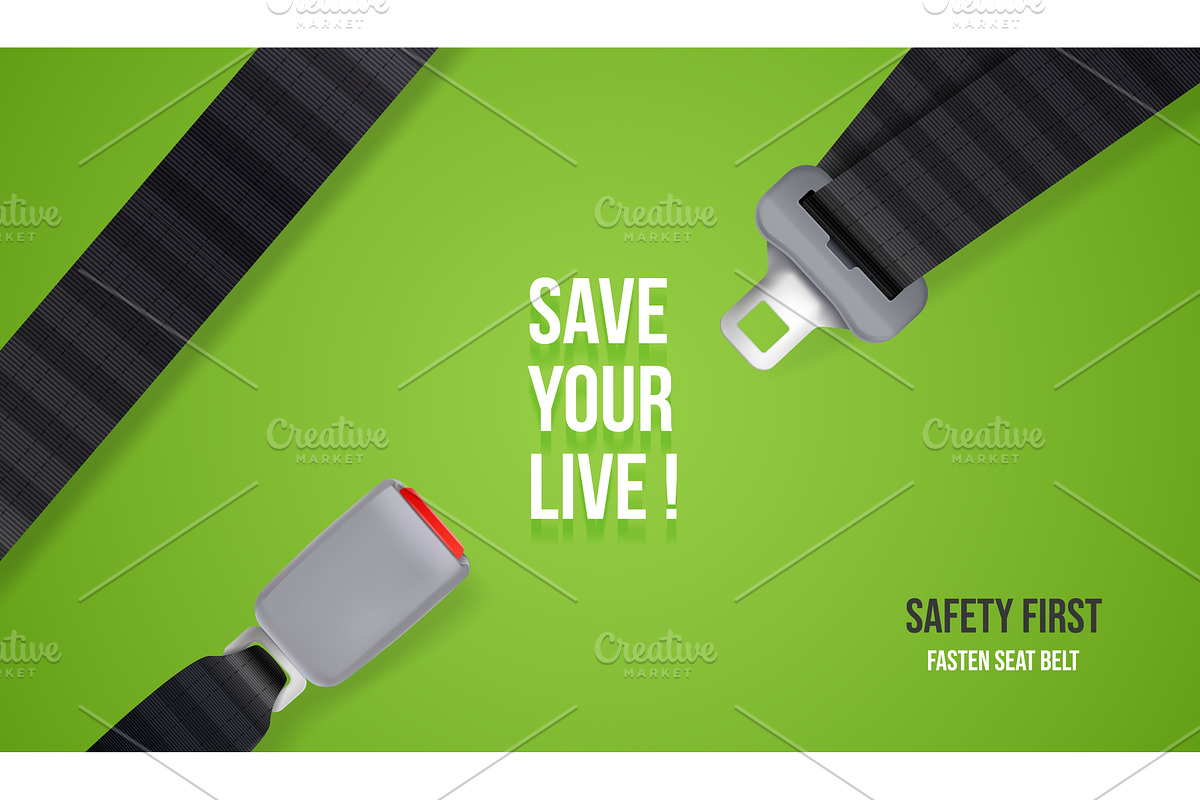 Seat belts banner. Fasten your, a Transportation Illustration by Stock-Smart-Start