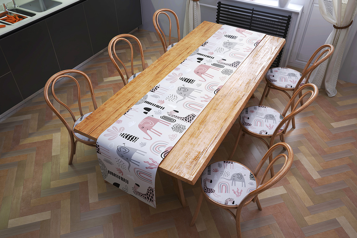 6PSD Table runner Mockup Tablecloth, a Household Mockup by GraphicVil (Photo 7 of 9)