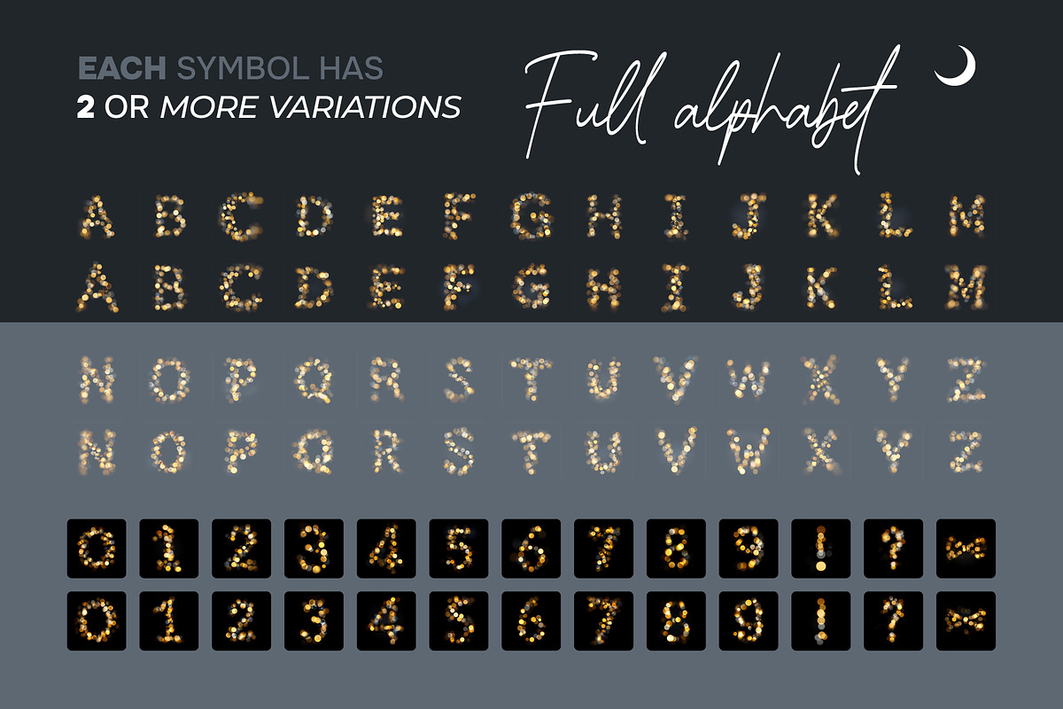 Golden Warm Bokeh Letters Overlays, a Symbol Font by PhotoSpirit (Photo 3 of 8)