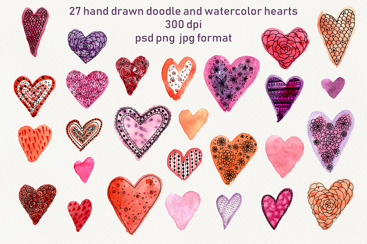 Hearts & Flowers Valentine clipart, a Pattern Graphic by Dina Guiter (Photo 3 of 13)