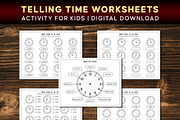 Telling Time Worksheets Printable, a Print Template by Graphicsnext (Thumbnail 2 of 4)