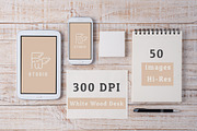 White Wood Desk with Copy Space, a Cups & Container Mockup by FWStudio (Thumbnail 2 of 5)