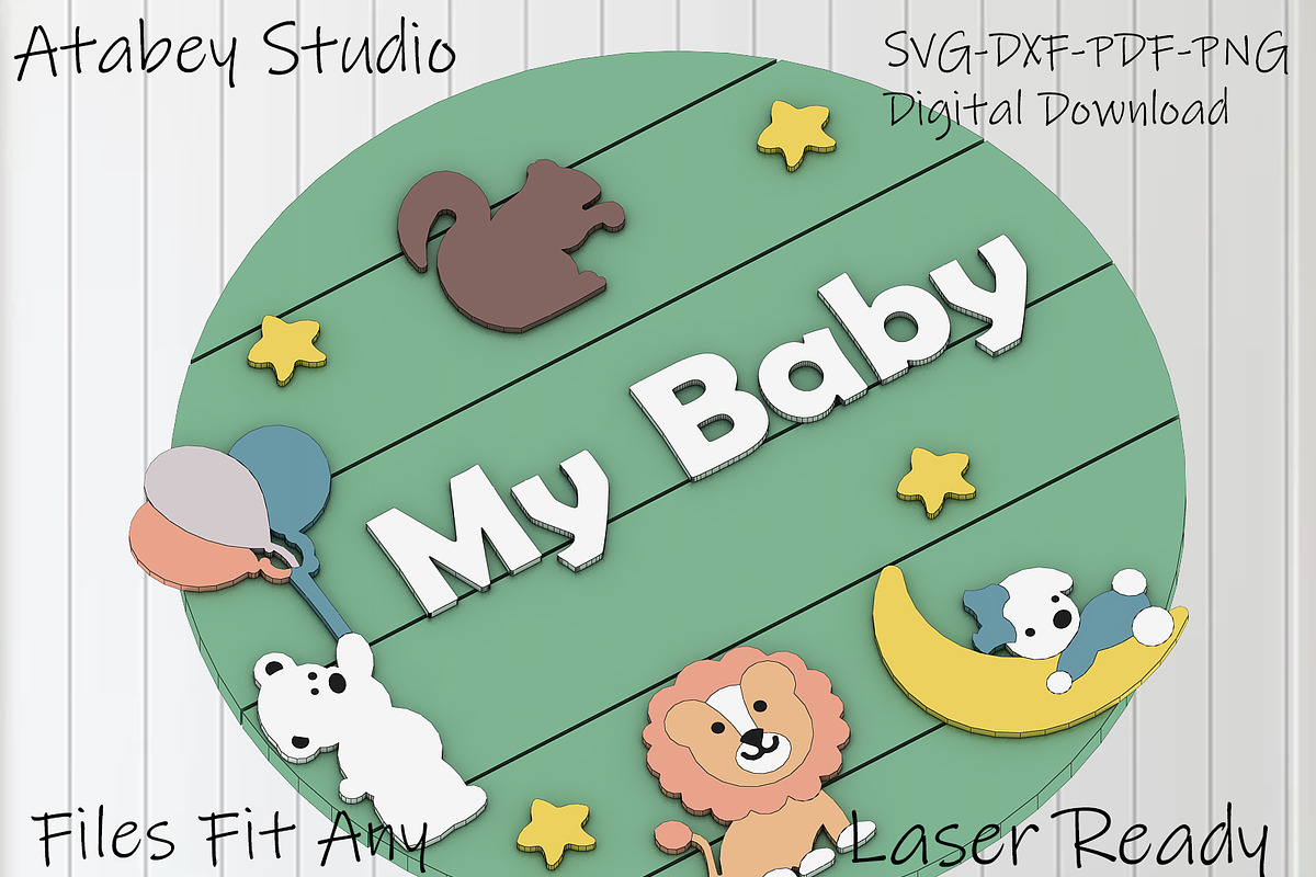Nursery Door Hanger SVG 329, a Graphic by AtacanDigital (Photo 3 of 6)