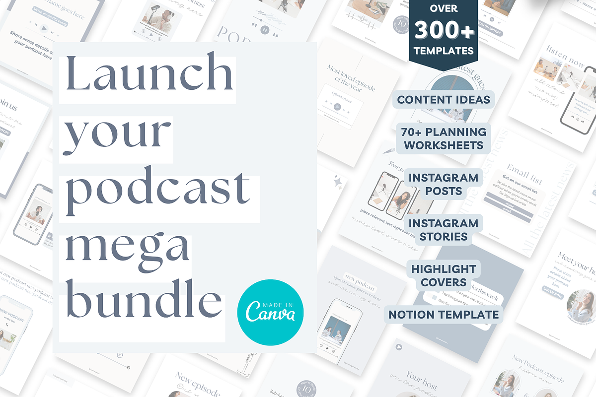 Podcast mega bundle Canva template preview 3