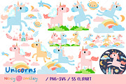 Cute unicorns PNG SVG clipart, an Animal Illustration by Noey smiley (Thumbnail 1 of 9)