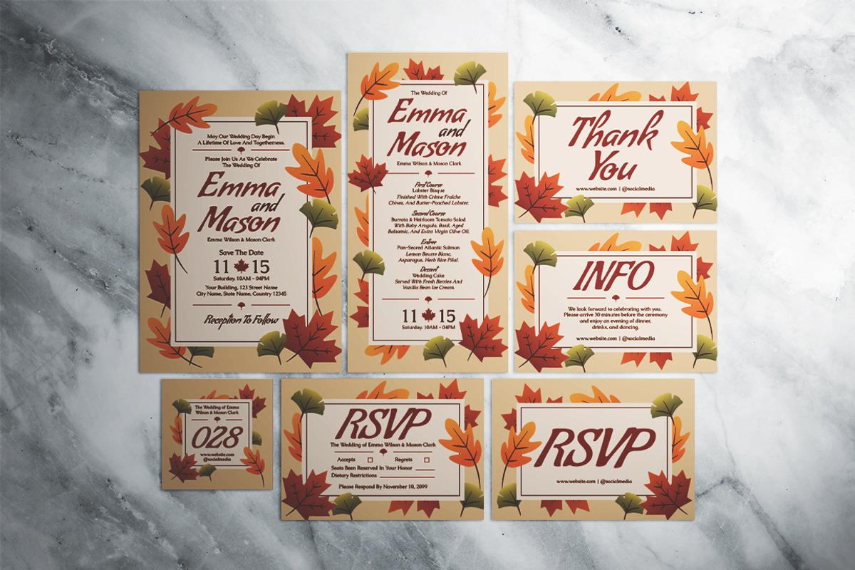 Fall Wedding Invitation Suite, an Invitation Template by The Good Store (Photo 1 of 4)