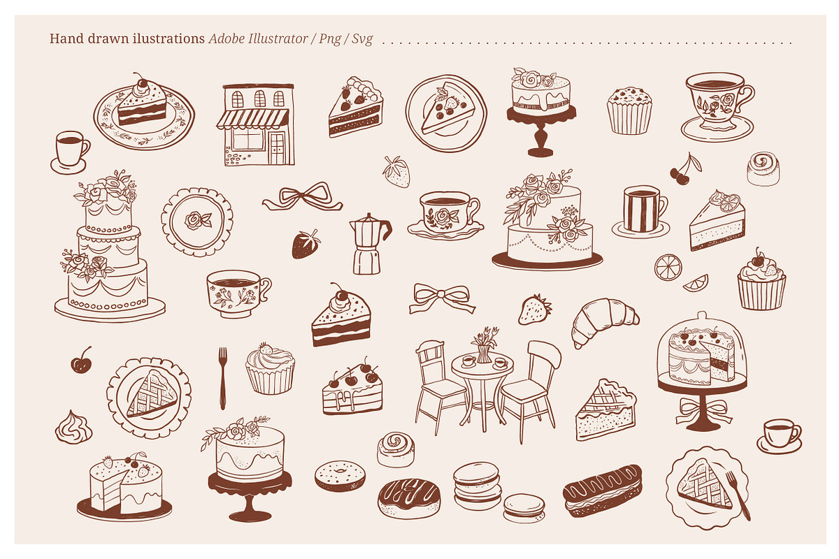 Sweet Bakery, Hand Drawn Collection, a Food Illustration by Marish (Photo 3 of 13)
