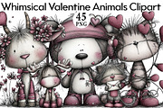 Whimsical Valentine Animals Clipart, an Illustration by Daily.Designs (Thumbnail 1 of 8)