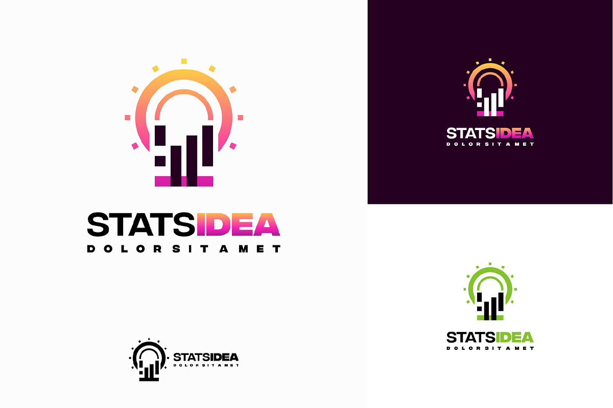 Set of Idea Stats Logo designs, a Branding & Logo Template by Lucky Creative (Photo 3 of 5)