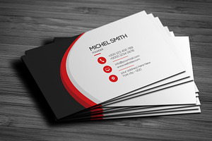 Red Wavy Business Card Template, a Business Card Template by Saman Osama