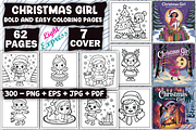 Christmas Girl Coloring Pages, an Illustration by LightExpress (Thumbnail 1 of 4)