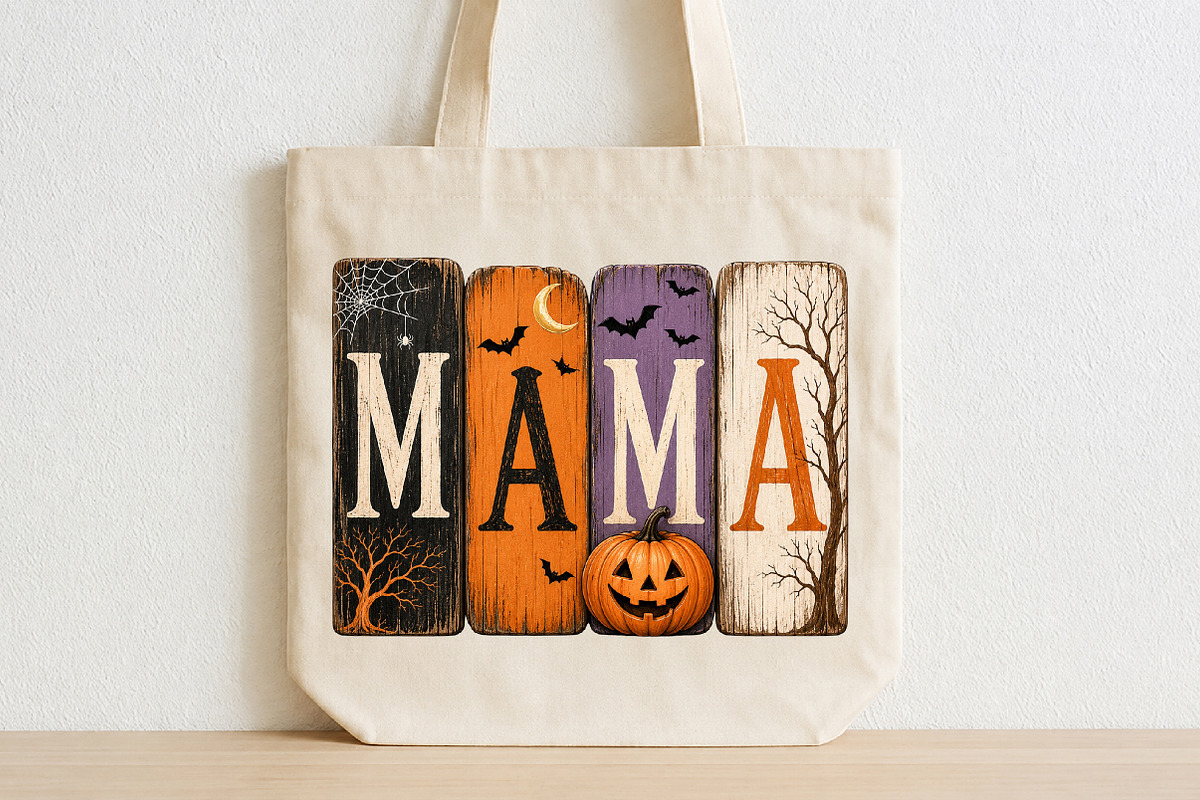 Mama Halloween Rustic Wooden PNG, a Seasonal Illustration by CraftArtStudio (Photo 2 of 4)