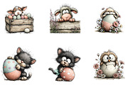 Cute peeking Easter animals clipart, an Illustration by CreationArt (Thumbnail 6 of 7)