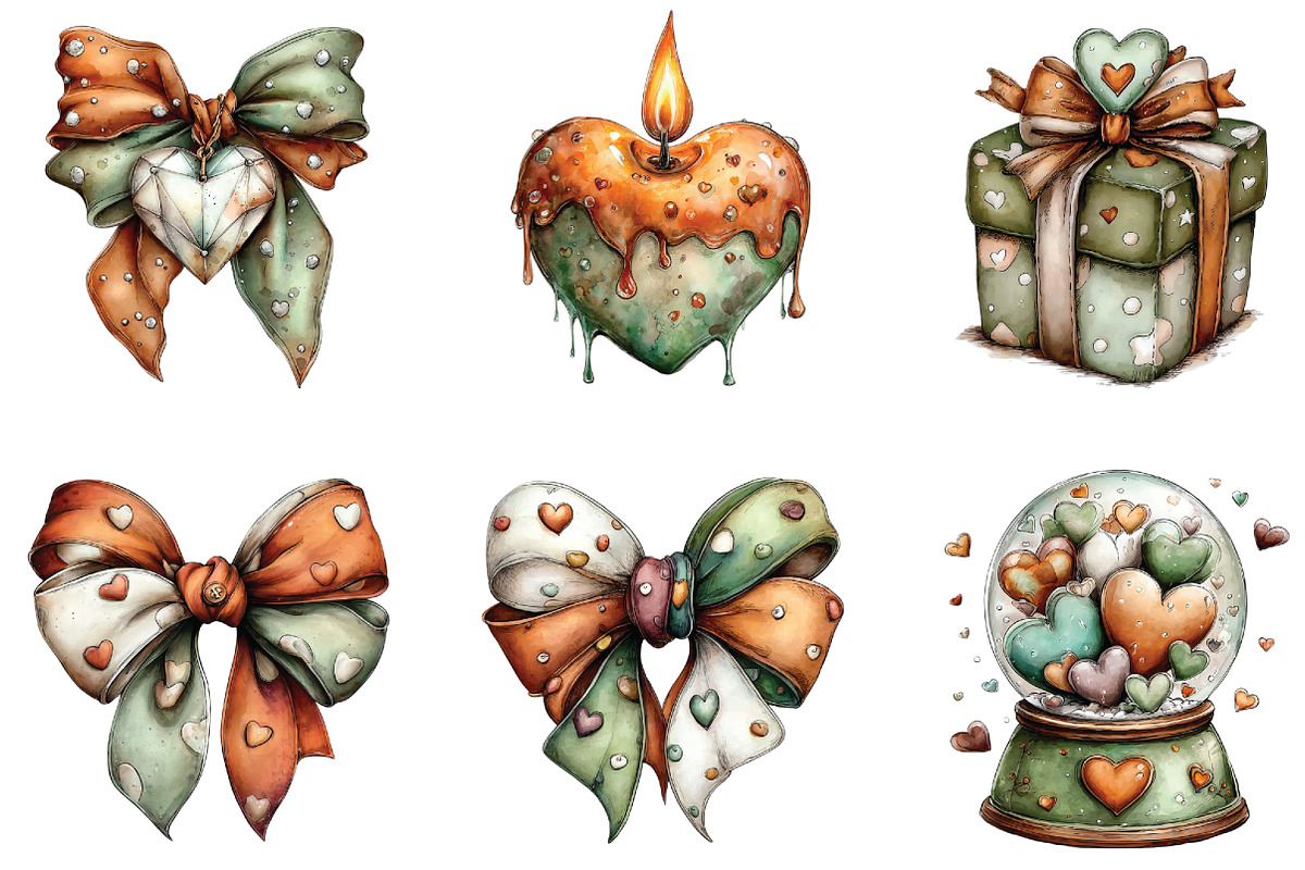 Whimsical Watercolor Valentine Clipa, an Illustration by CraftArtStudio (Photo 3 of 6)