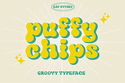 puffy chips retro typeface, a Sans Serif Font by Say Studio (Thumbnail 1 of 15)