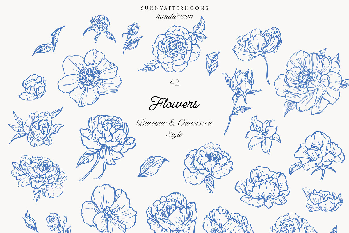 Azure Baroque LineArt, a Decorative Illustration by SunnyAfternoons (Photo 8 of 15)
