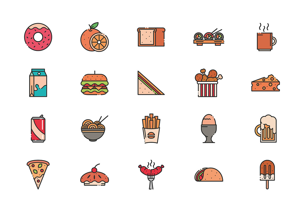 Doodle Food Icon Set