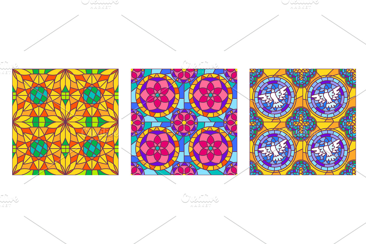 Stained glass window seamless, a Texture Illustration by winwin.art