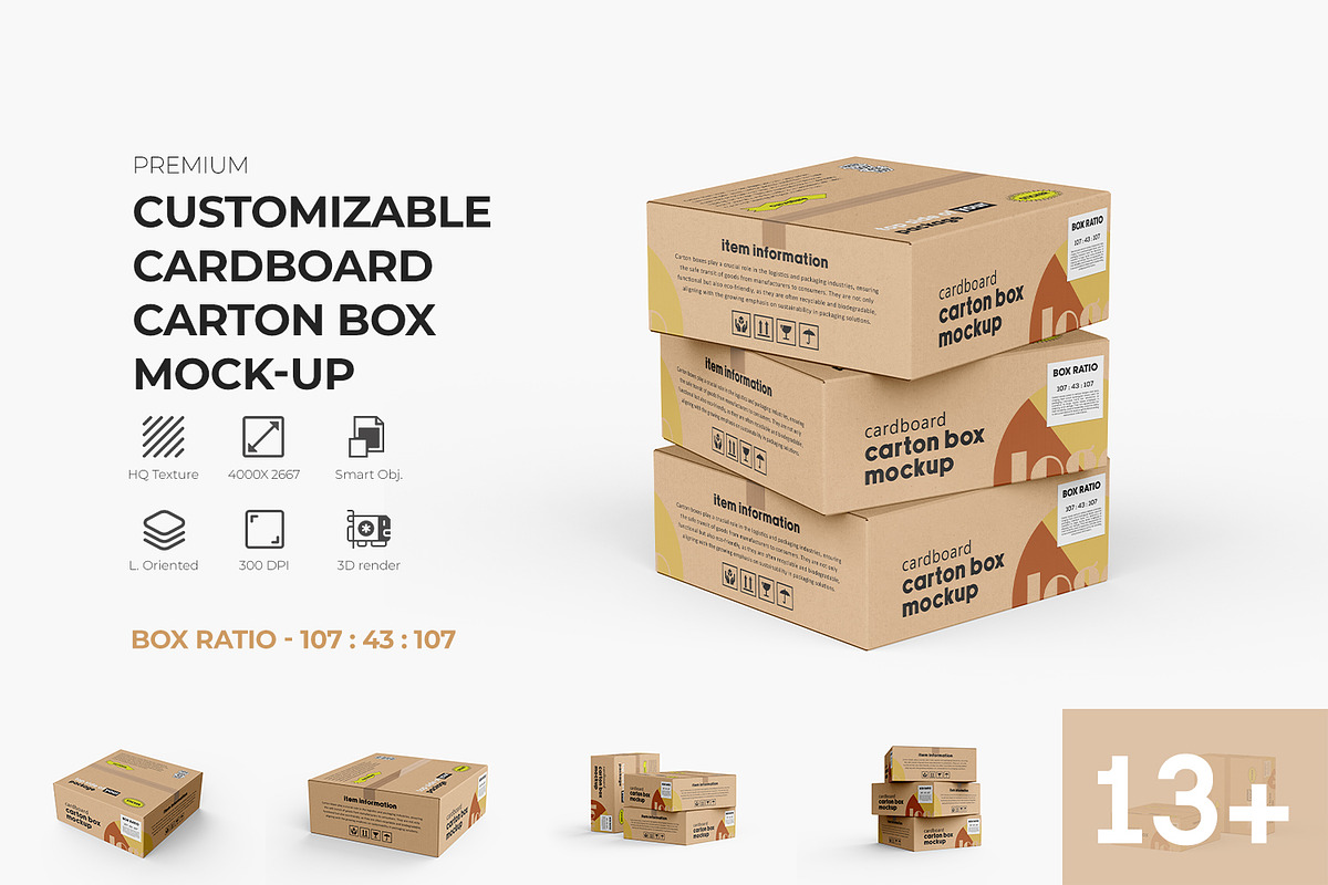 Cartoon Box Mockup, a Packaging Mockup by Ram Studio LLC (Photo 1 of 23)