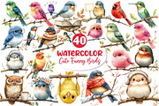 Cute Funny Birds Clipart, an Illustration by Dream Creation (Thumbnail 1 of 5)