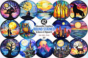 Moonlit Nights Round Stained Glass, an Object Illustration by Canvas Craft (Thumbnail 1 of 4)