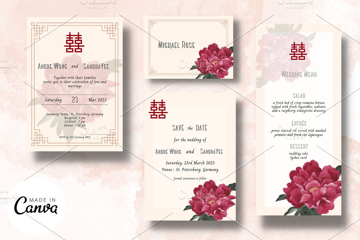 Asian Floral Wedding Invite - F4A, an Invitation Template by YeeqsWedding (Photo 1 of 6)