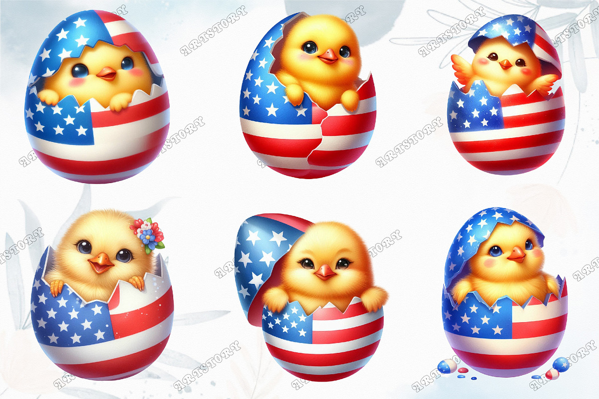 Patriotic USA Baby Chicken Clipart, a Graphic by designcity5 (Photo 3 of 5)