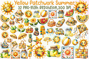 Yellow Patchwork Summer Clipart, an Illustration by Sublimation Artist (Thumbnail 1 of 6)