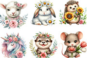 Floral Animals Clipart, an Illustration by Designking (Thumbnail 3 of 5)