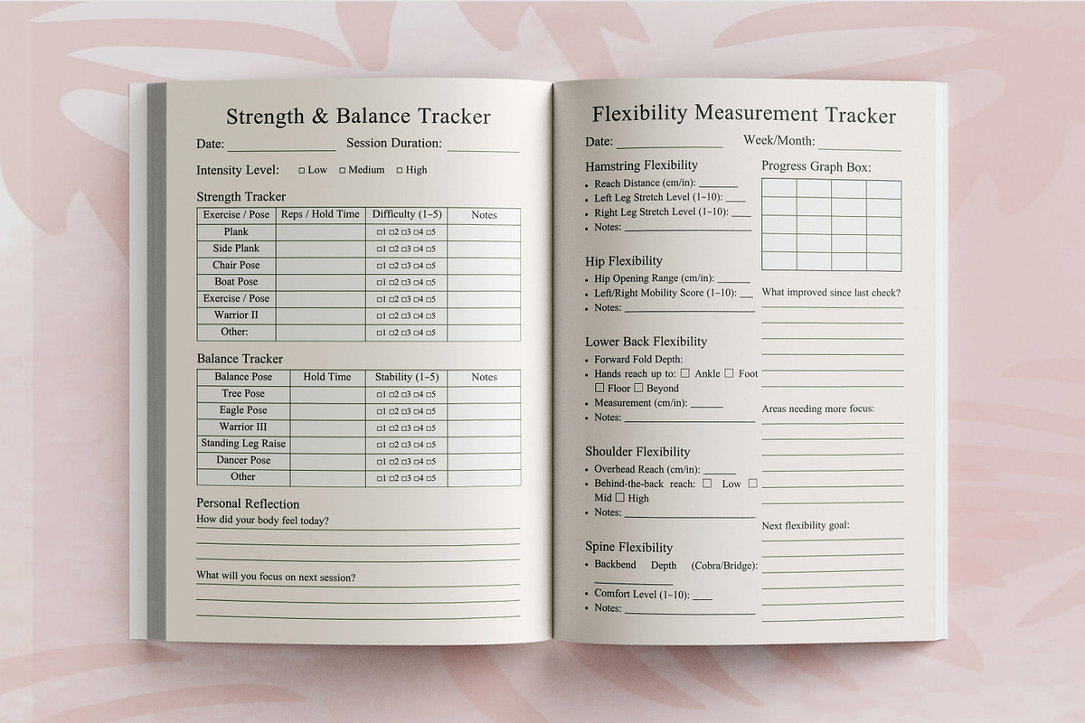 Yoga Progress Log Book, a Design Template by Book2bees (Photo 4 of 5)