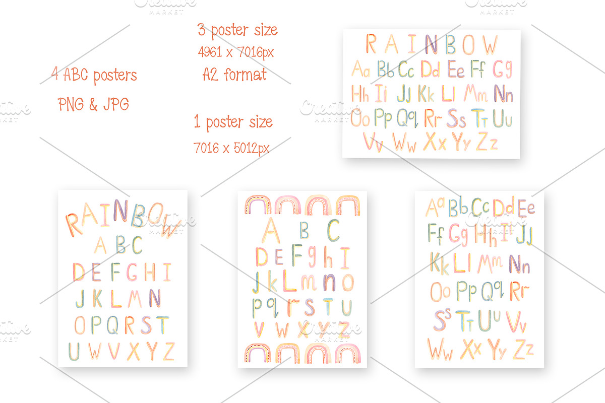 Watercolor Rainbow Alphabet Set, an Education Illustration by MayaNavits (Photo 3 of 7)