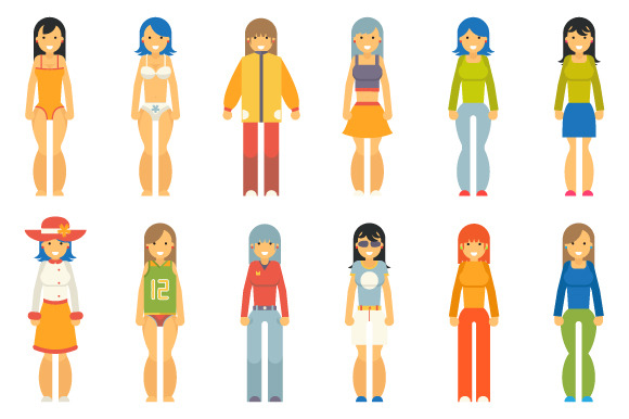 Fashion Girls Female Characters Icon