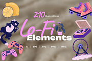 Dreamy Lo Fi Aesthetic Elements Pack, a Decorative Illustration by IMG Visuals (Thumbnail 1 of 8)
