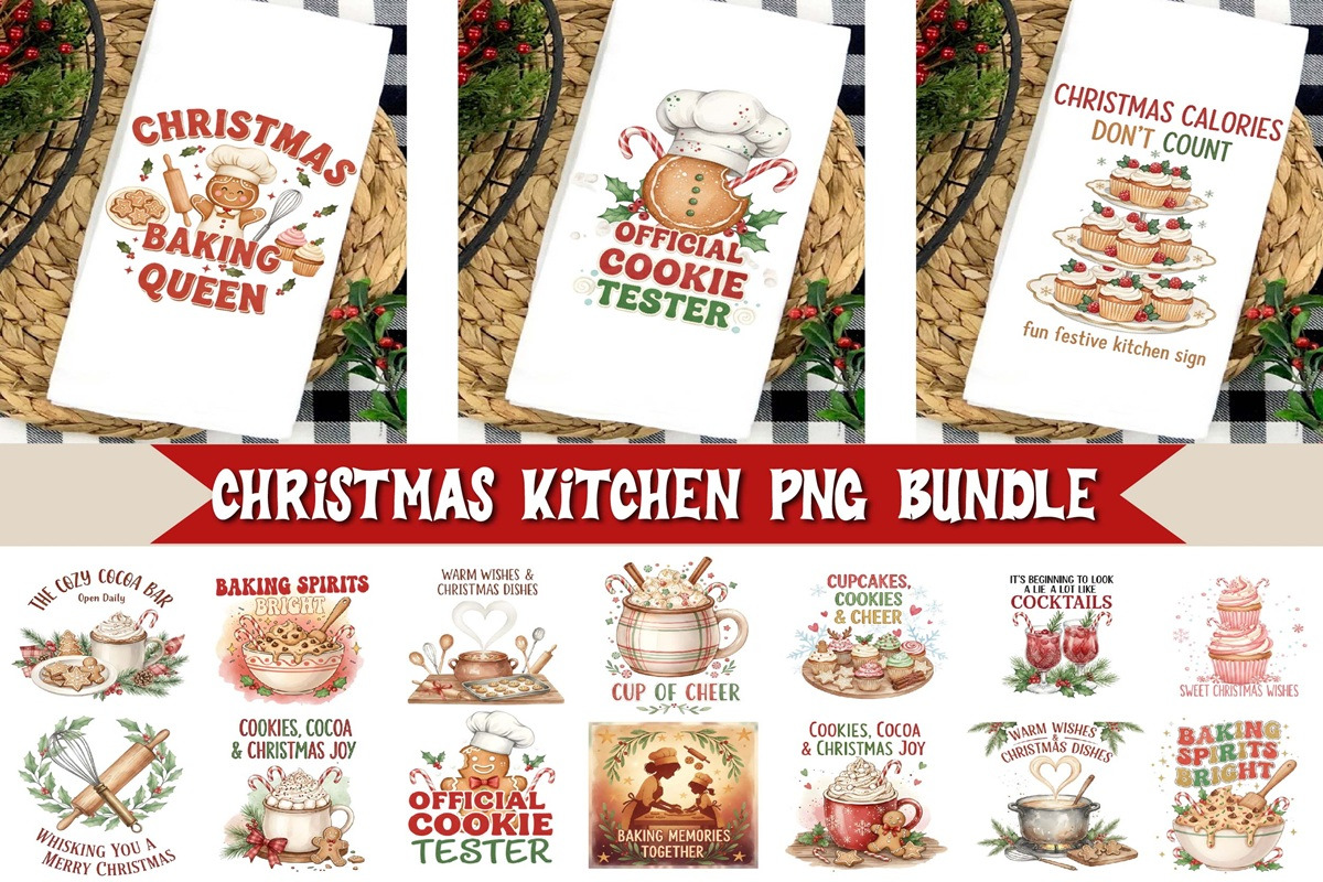 Christmas Kitchen Towel PNG Bundle, a Graphic by EllaMaiyaali (Photo 3 of 5)