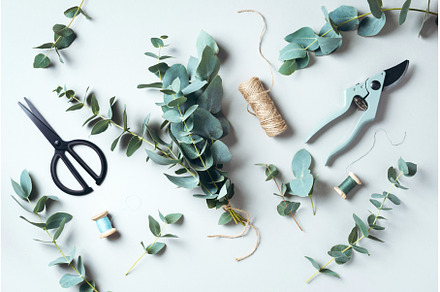 Eucalyptus bouquet creating with