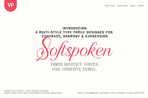Softspoken Serif, Sans, Script Fonts, a Script Font by VP Fonts