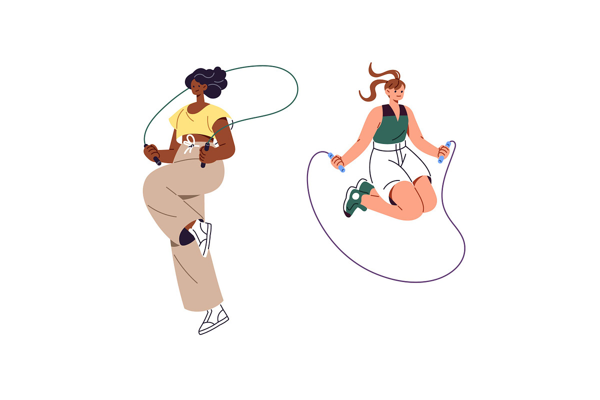 People skipping rope set, pattern, a Sport Illustration by PaperTrident (Photo 7 of 8)
