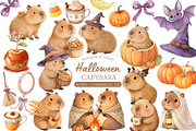 Halloween Capybara Clipart, an Animal Illustration by MockupWizard (Thumbnail 1 of 5)