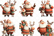Santa And Reindeer Clipart, an Illustration by Black Bird Studio (Thumbnail 3 of 6)